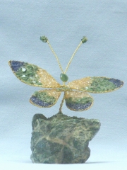 Schmetterling (± 8 cm) mit Lapislazuli, Aquamarin und Bergkristall